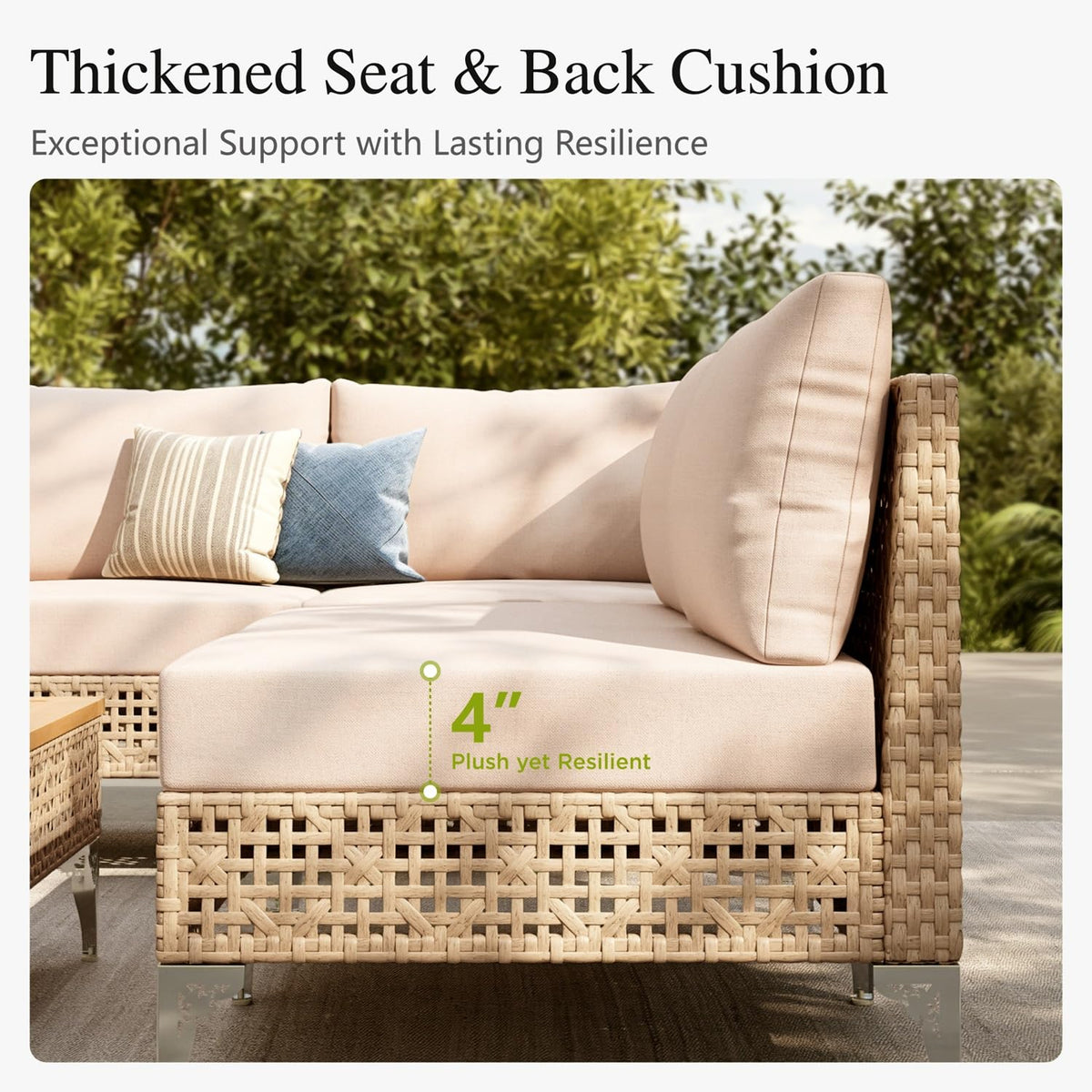 Wicker Patio Sectional Set with Coffee Table