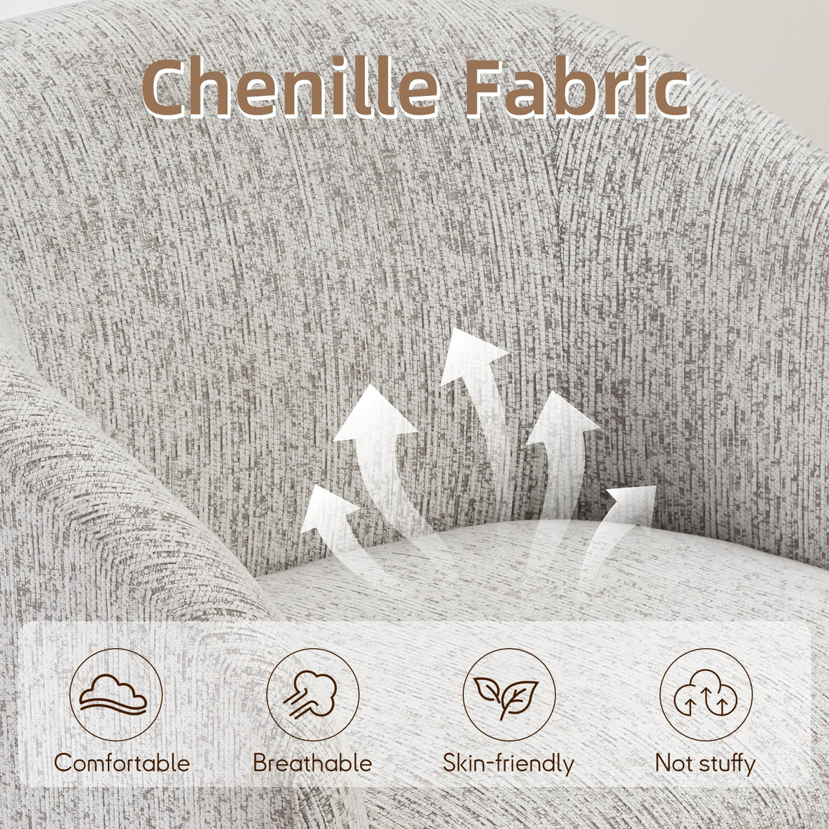 Chenille Swivel Barrel Chair