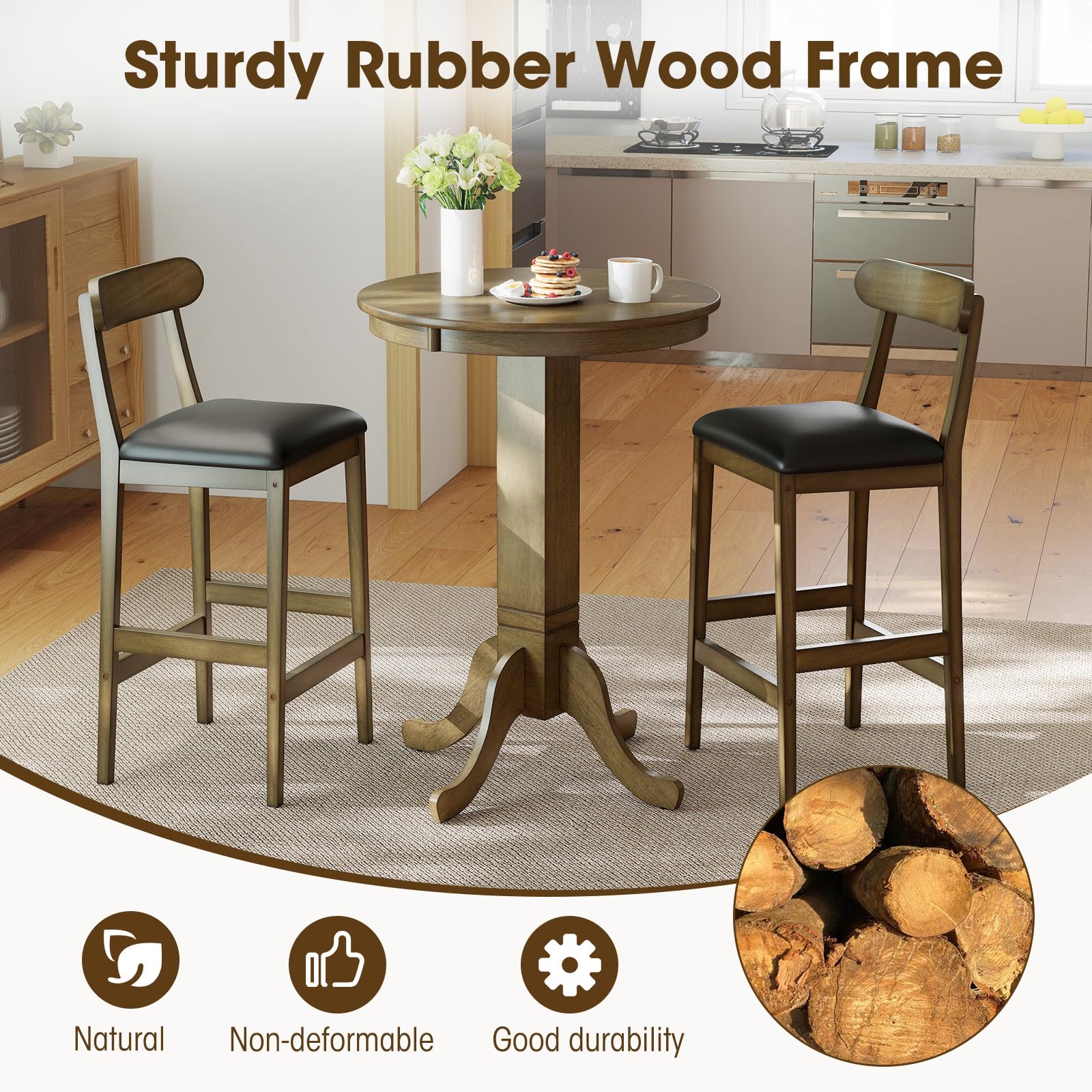 3-Piece Round Pub Table & Bar Stool Set