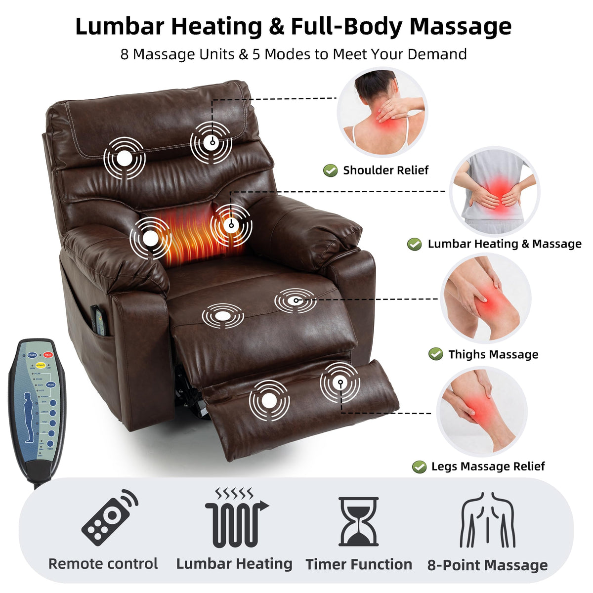 400LBS Oversized Power Lift Recliner with Extended Footrest For Big/Tall