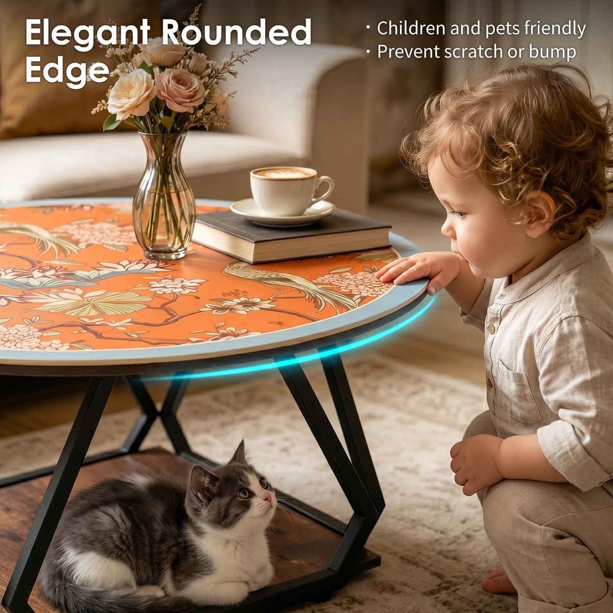Round Coffee Table with Mat