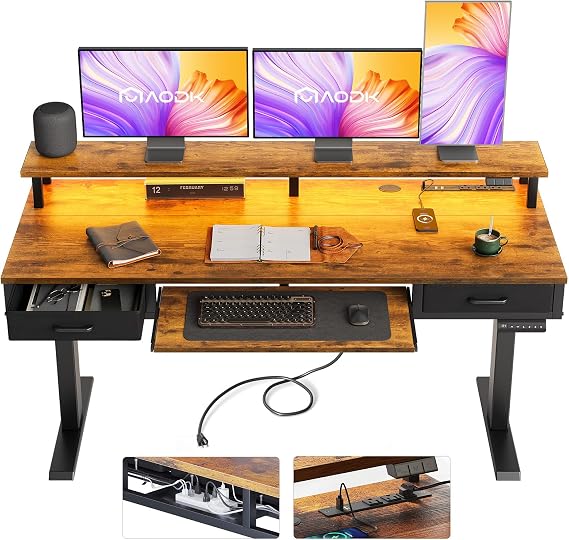 Electric Standing Desk with Drawers