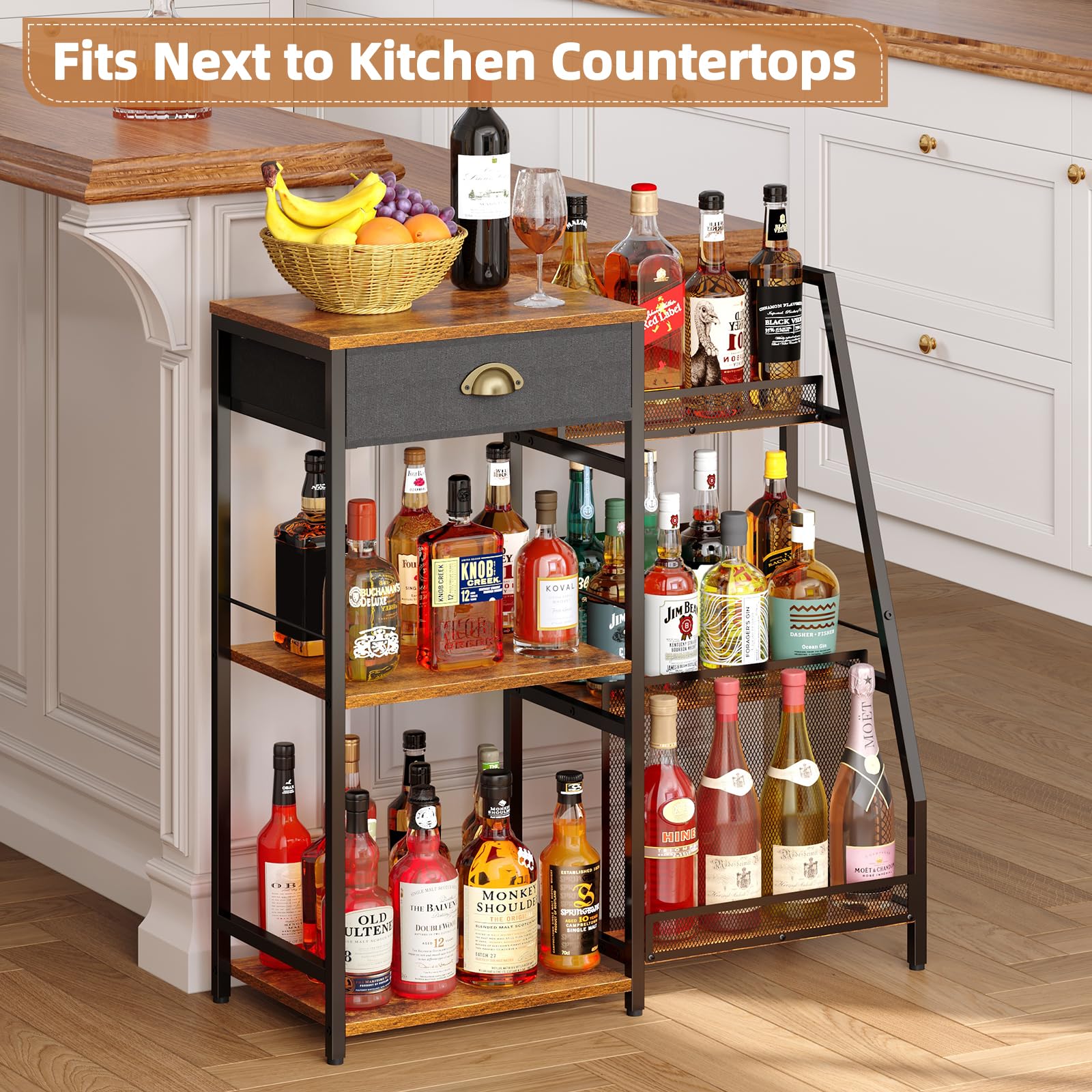 3-Tier Wine Rack with Drawer