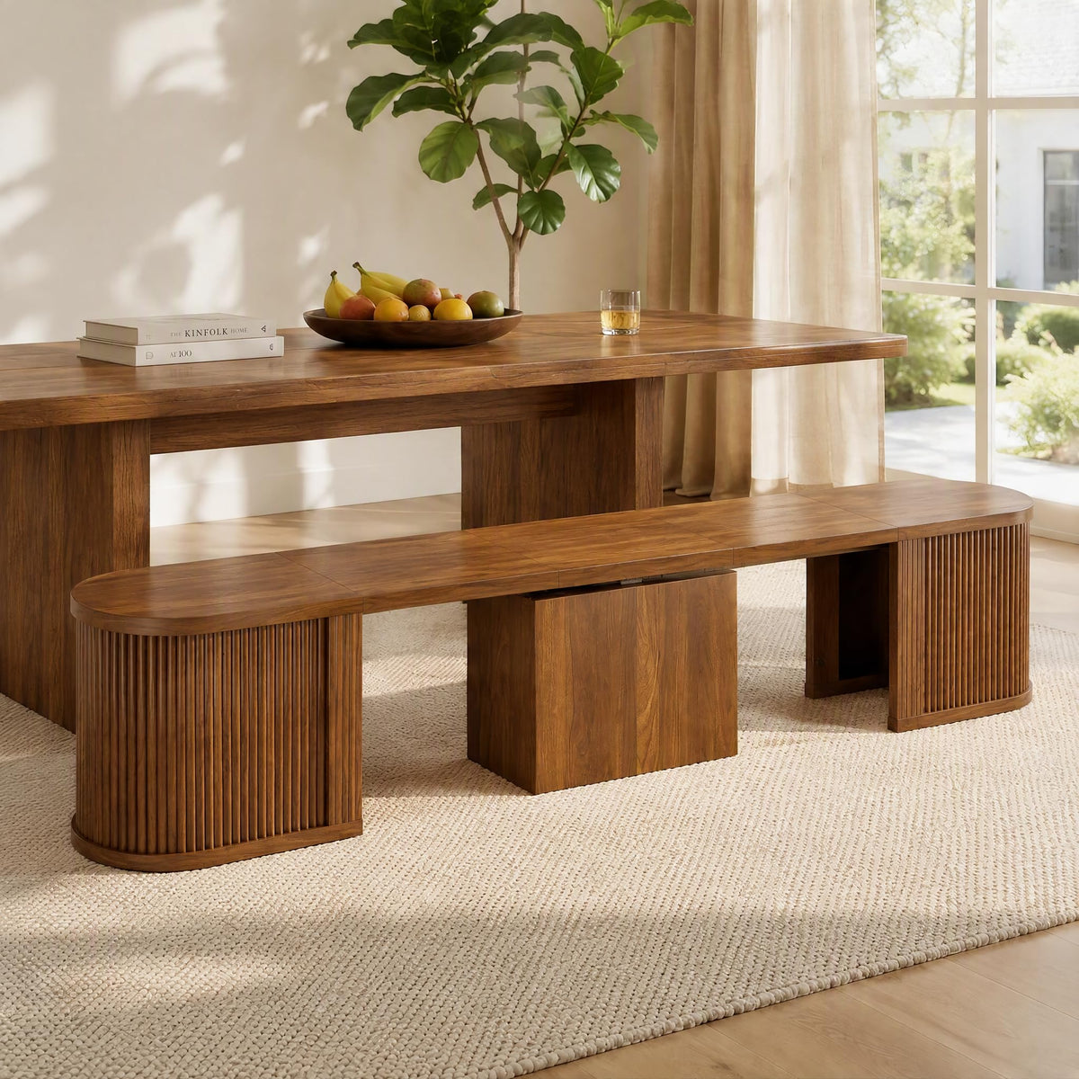 Extendable Curved Dining Bench