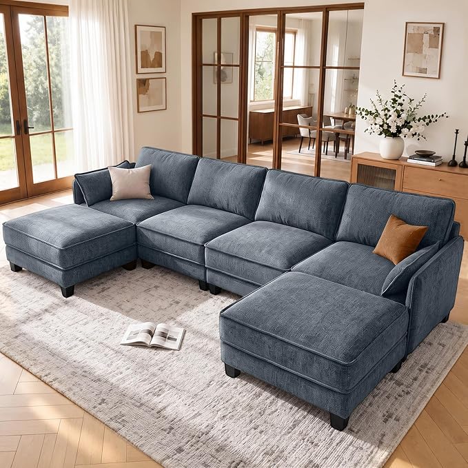 U-Shaped Chenille Modular Sectional
