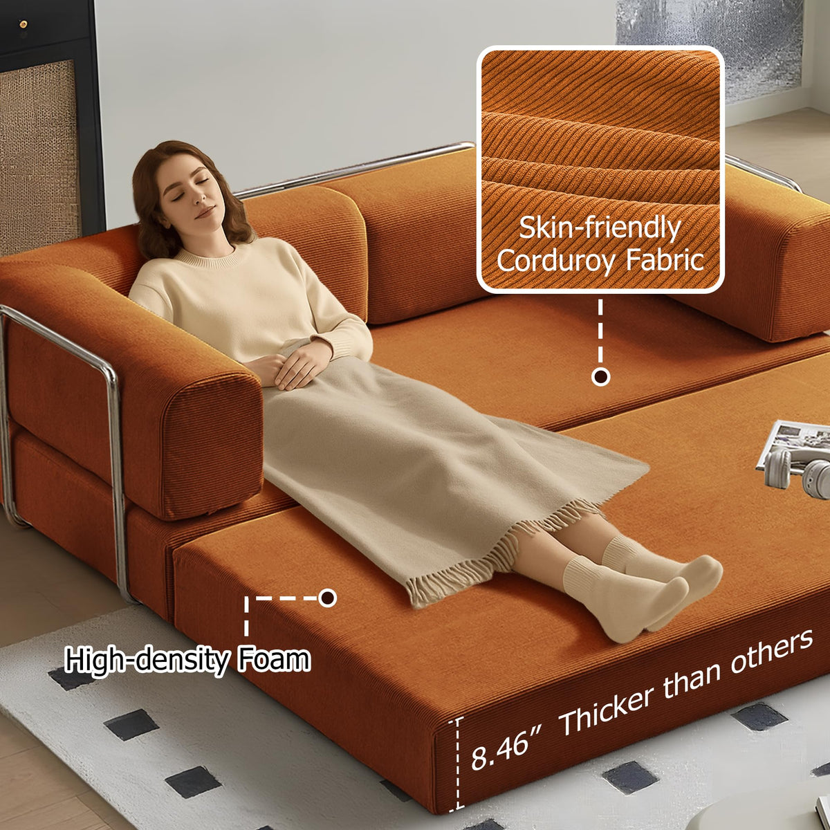 Corduroy Folding Sofa Bed