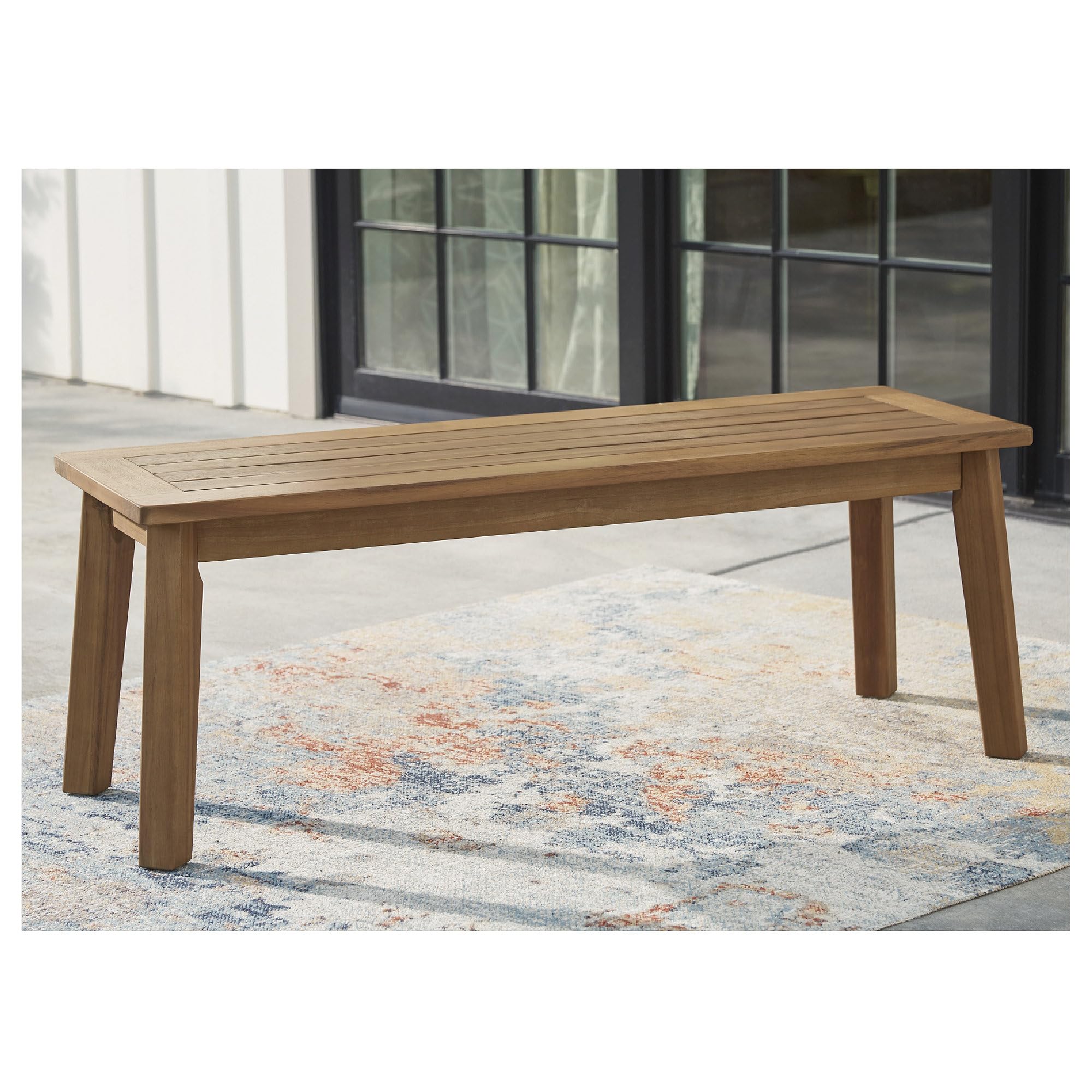 Acacia Wood Outdoor Dining Bench – Light Brown
