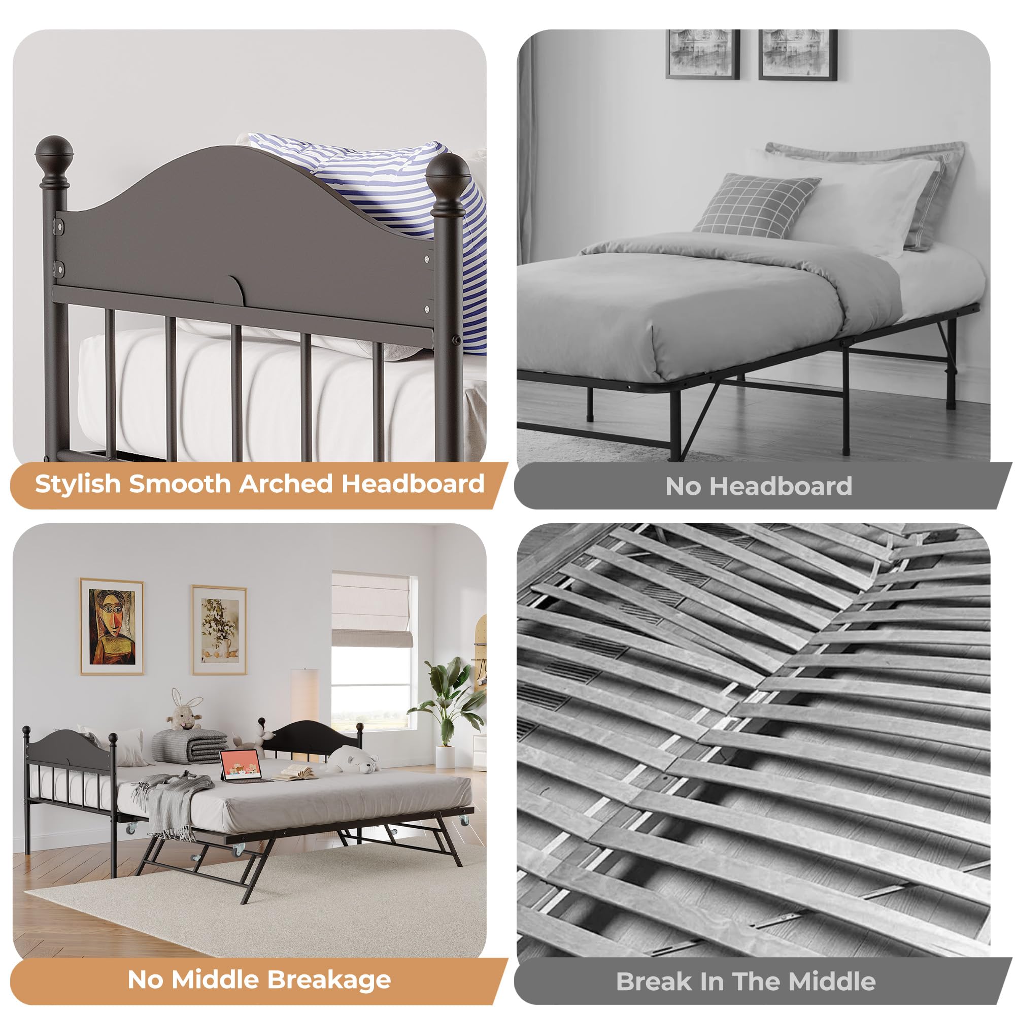 Twin Metal Daybed with Pop-Up Trundle