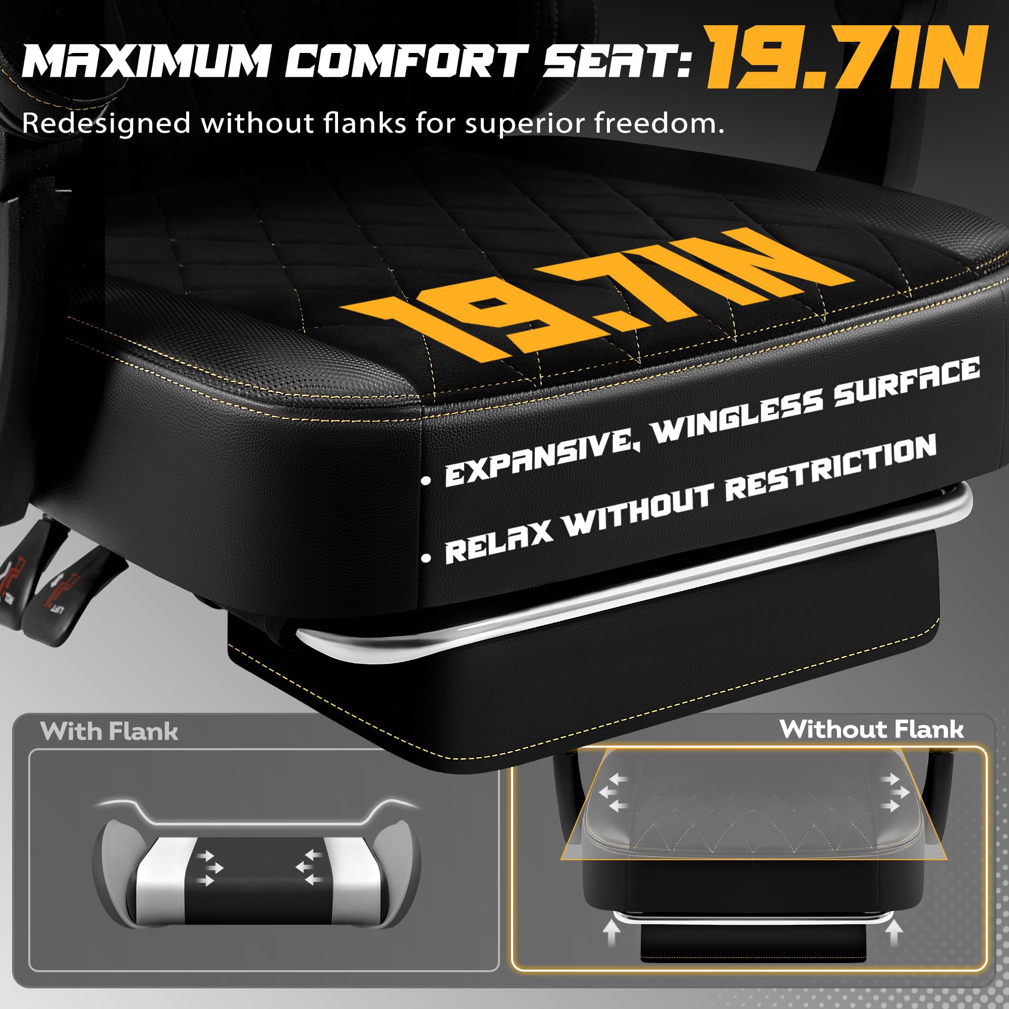 Big & Tall Wingless Gaming Chair with Lumbar Support & Footrest