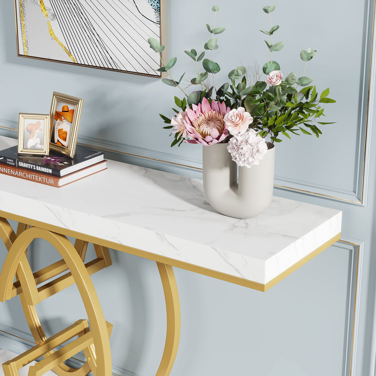 Faux Marble Console Table