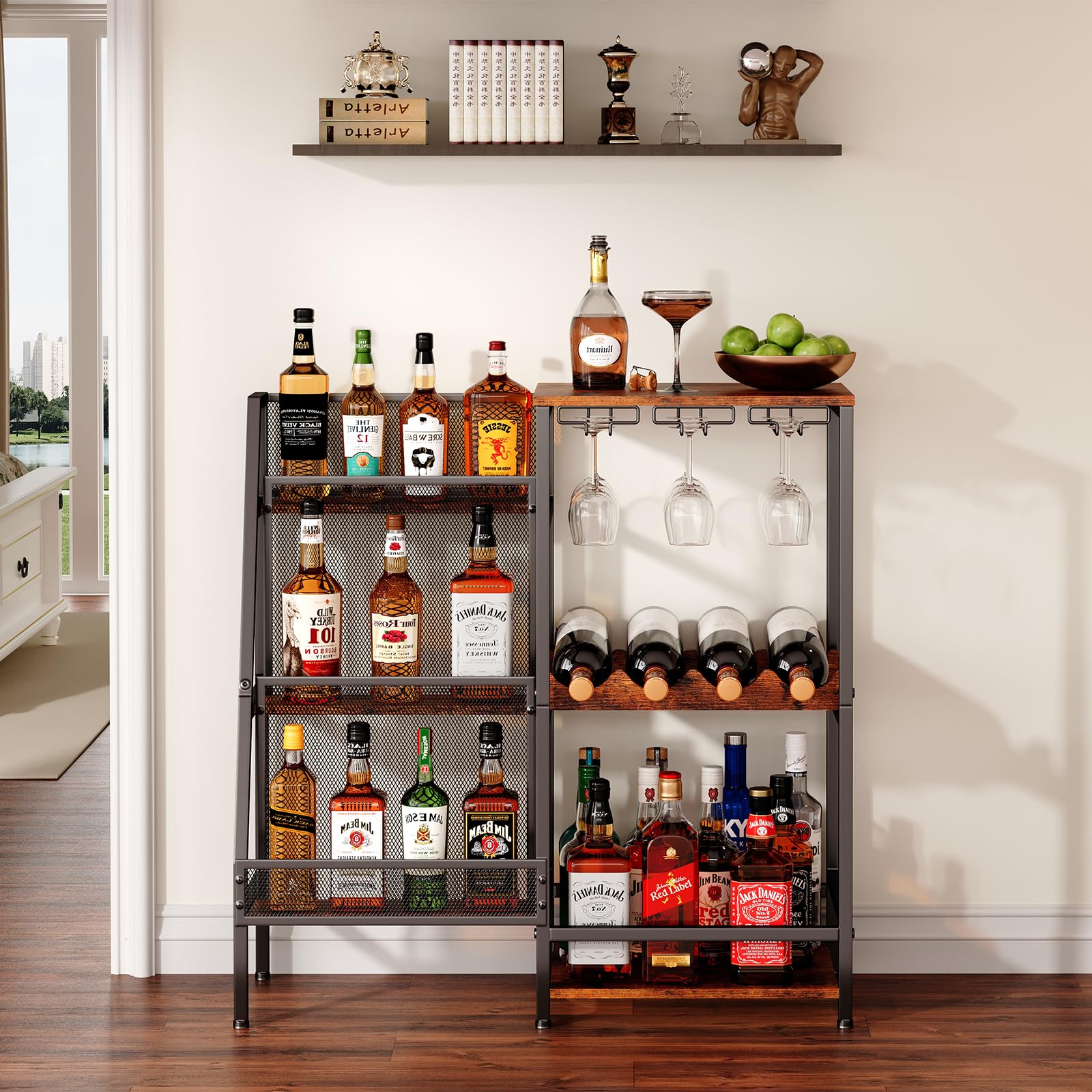 Wine Rack with Mini Bar Table
