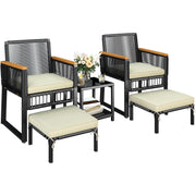 5-Piece Outdoor Wicker Conversation Set