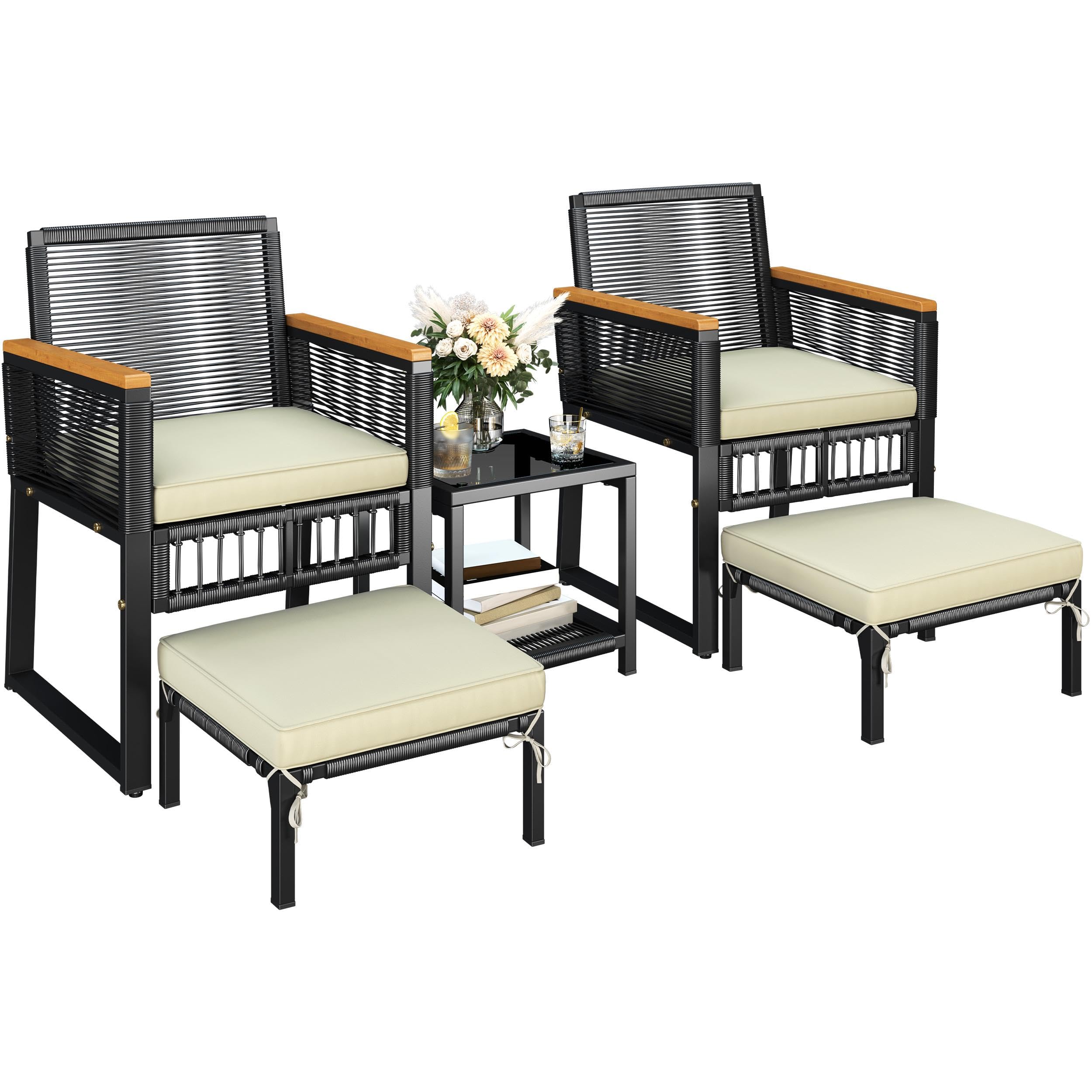 5-Piece Outdoor Wicker Conversation Set