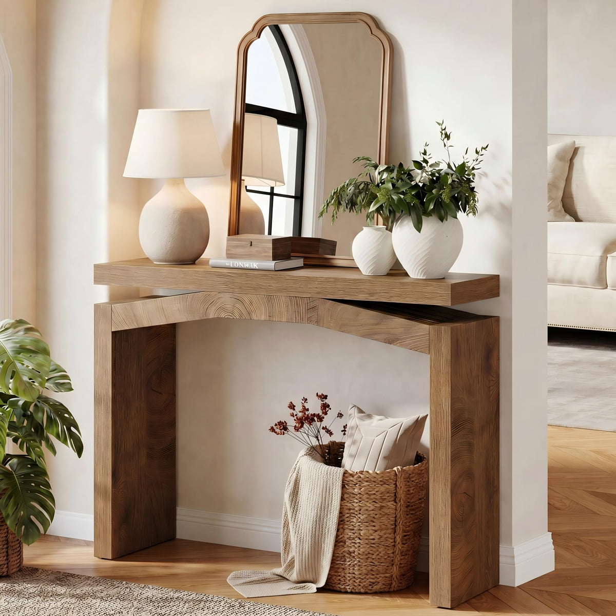 Tribesigns 40-Inch Console Table for Entryway, Farmhouse Sofa Table, Brown