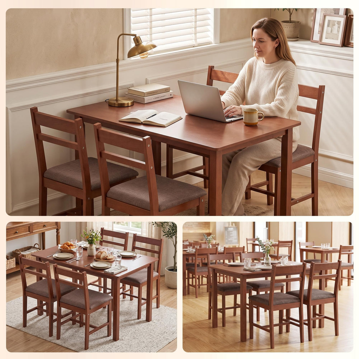 5-Piece Solid Wood Dining Set