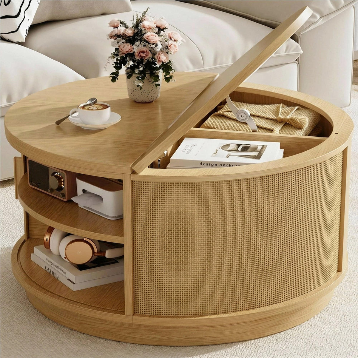 Round Storage Coffee Table