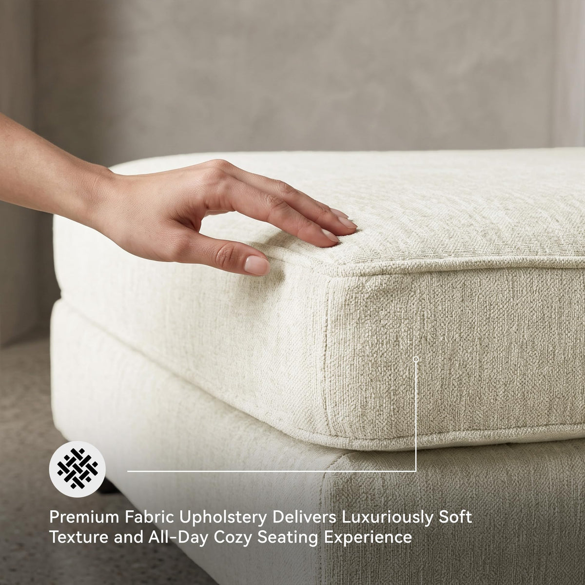 Oversized Square Beige Ottoman