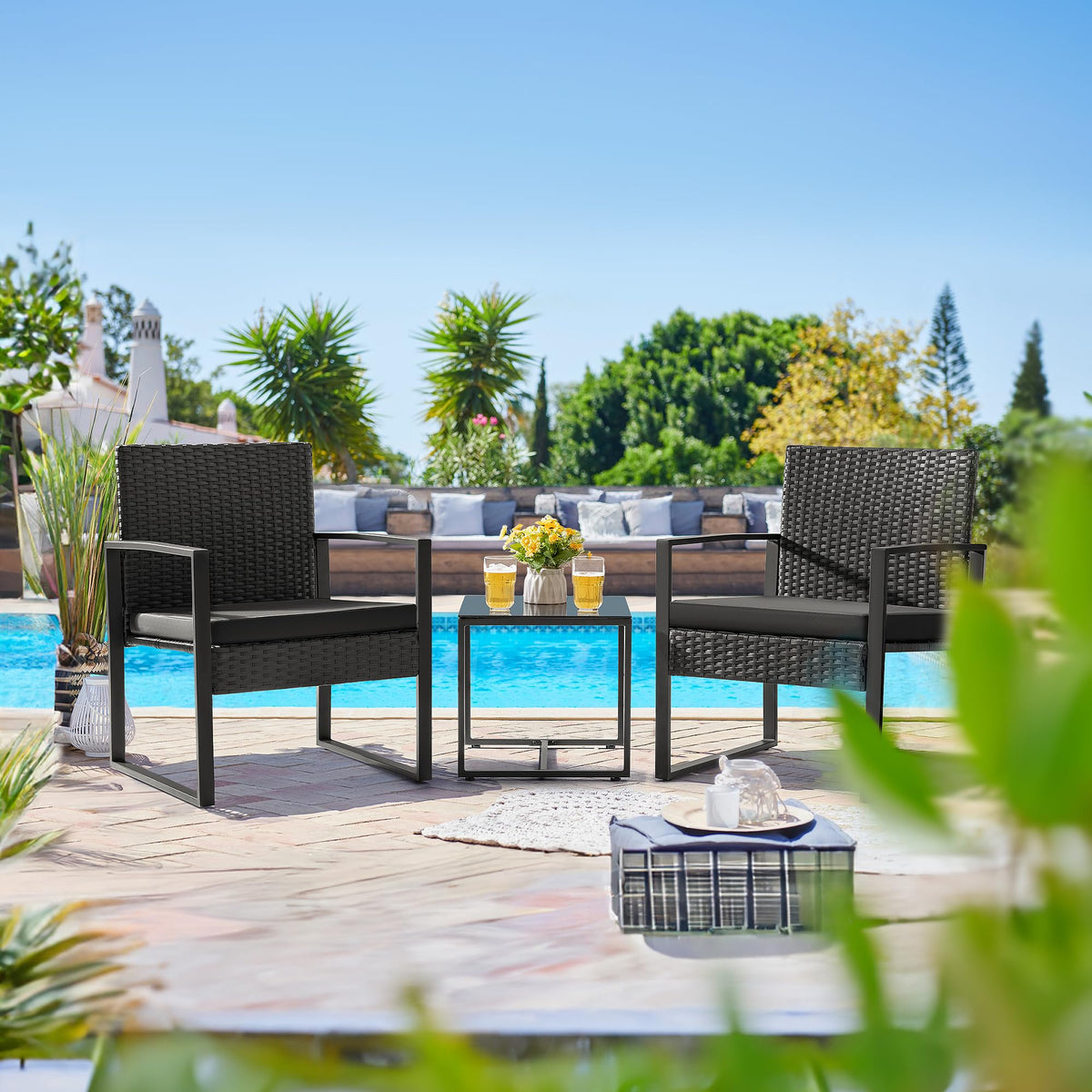 3-Piece Wicker Patio Bistro Set