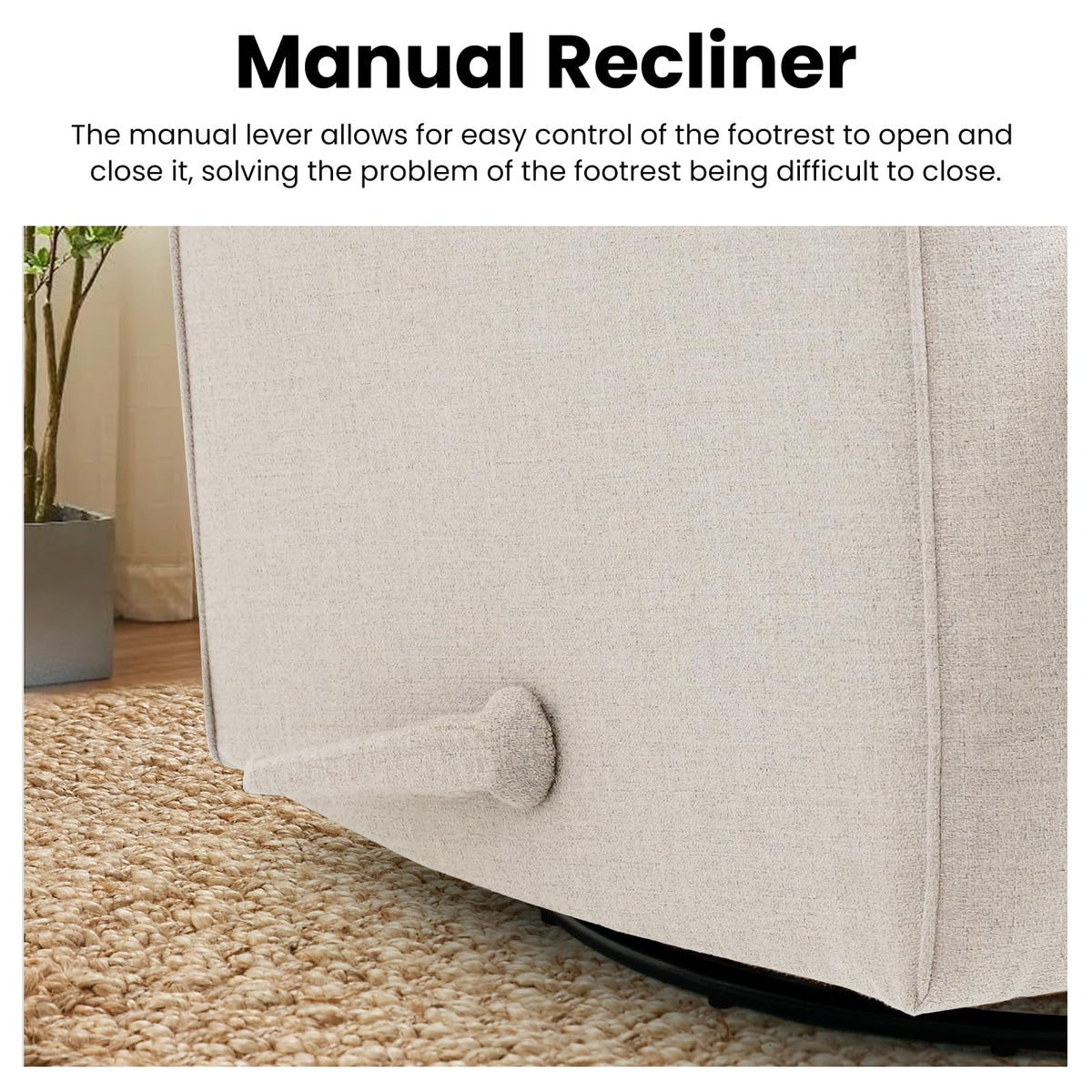 Harkawon Swivel Rocker Recliner Chair, Glider Rocker Recliner, Beige