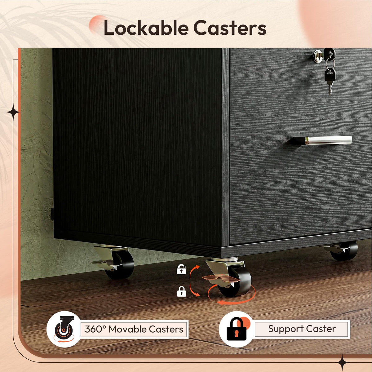 4-Drawer Mobile File Cabinet