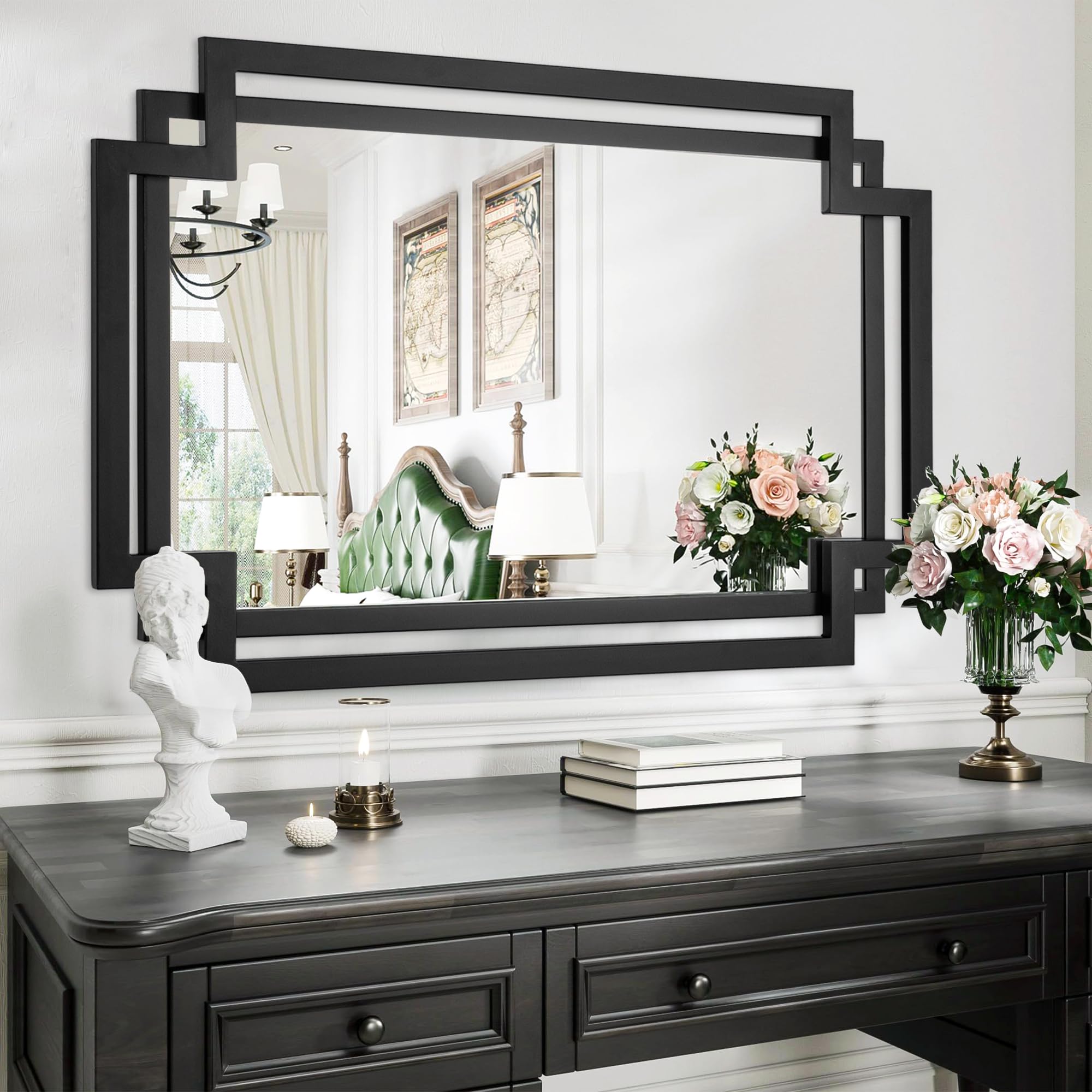 Geometric Black Wall Mirror