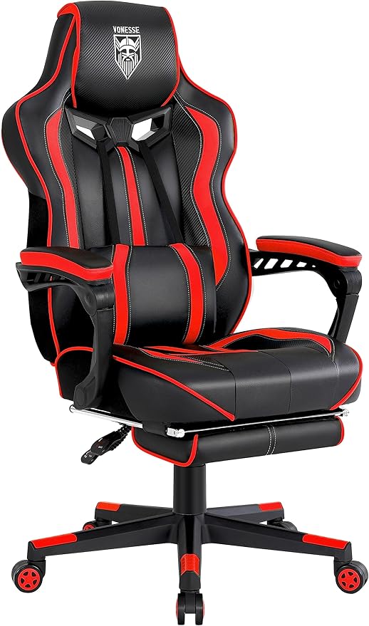 Ergonomic Gaming Chair with Footrest, Massage & Lumbar Support