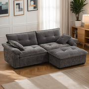 Consofa 89'' L Shaped Modern Sofa Modular Sectional Cloud Couch with Ottoman, Comfy Chenille Deep Seat Sofa with Throw Pillows/USB, 2 Seater Couch for Living Room for Living Room, Office and Apartment