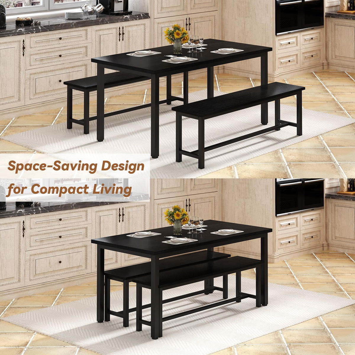 Dining Table Set with 2 Benches