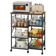 Rolling Kitchen Cart with Storage & Microwave Stand