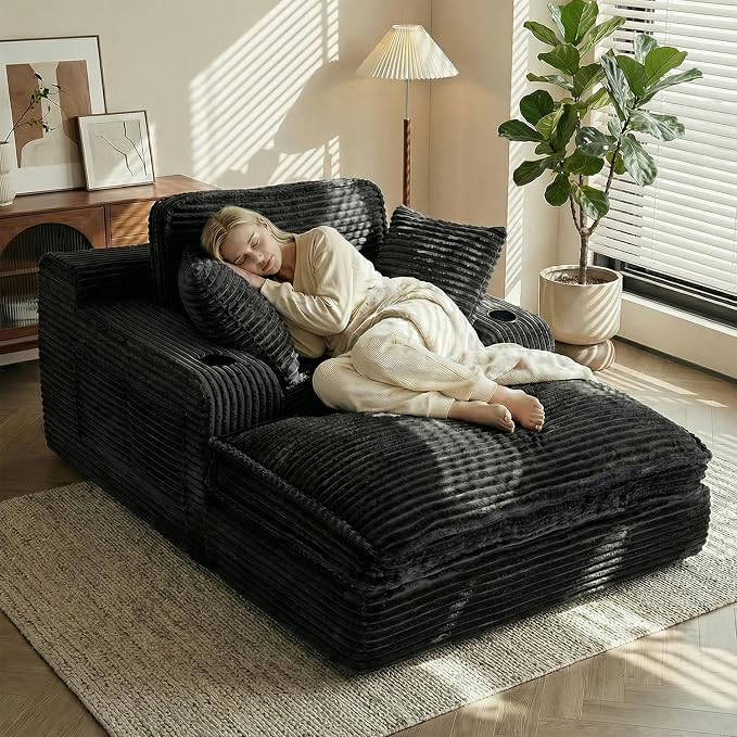 Camel Faux Fur Chaise Lounge