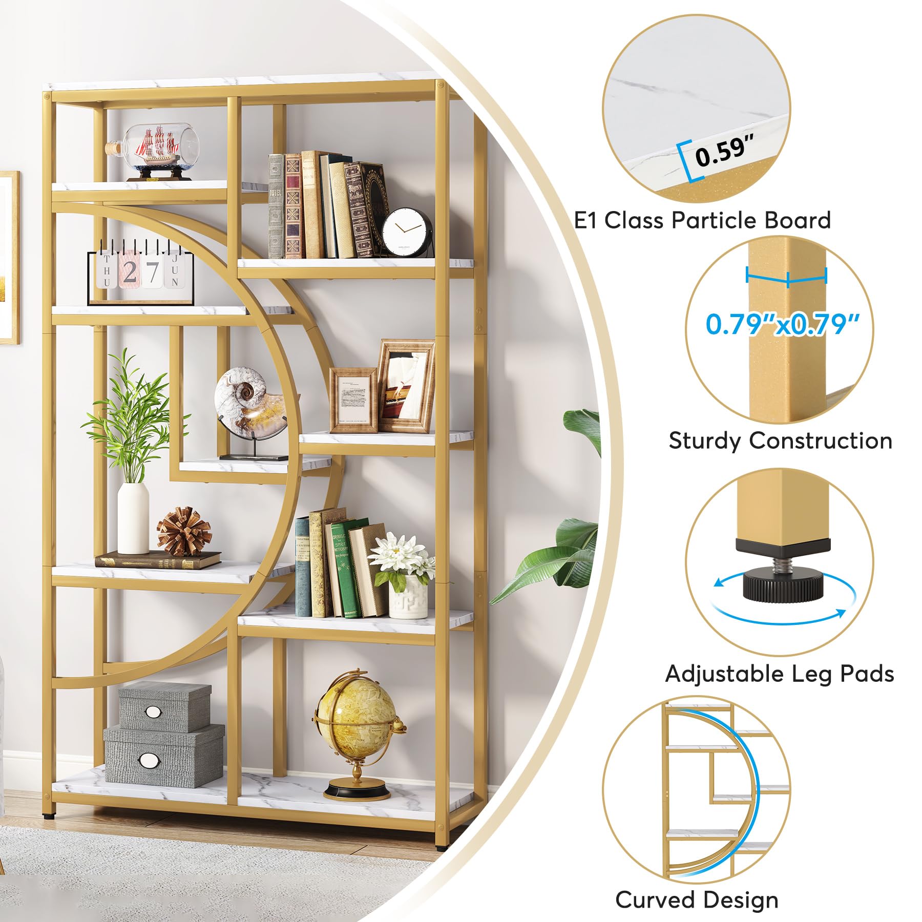 9-Shelf Etagere Bookcase