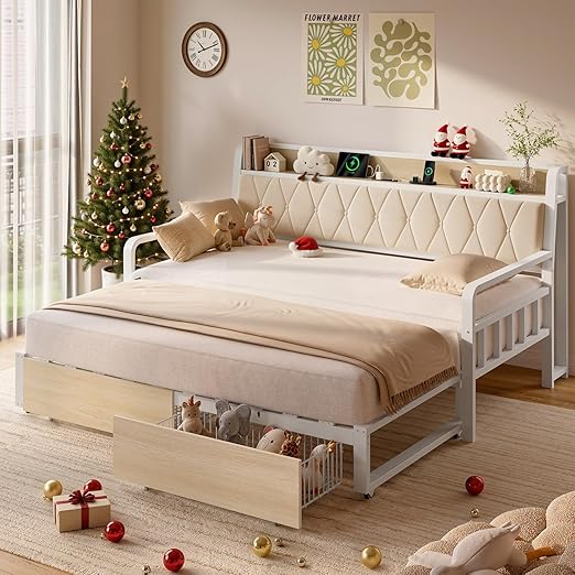 Twin Daybed with Trundle & Storage Drawers