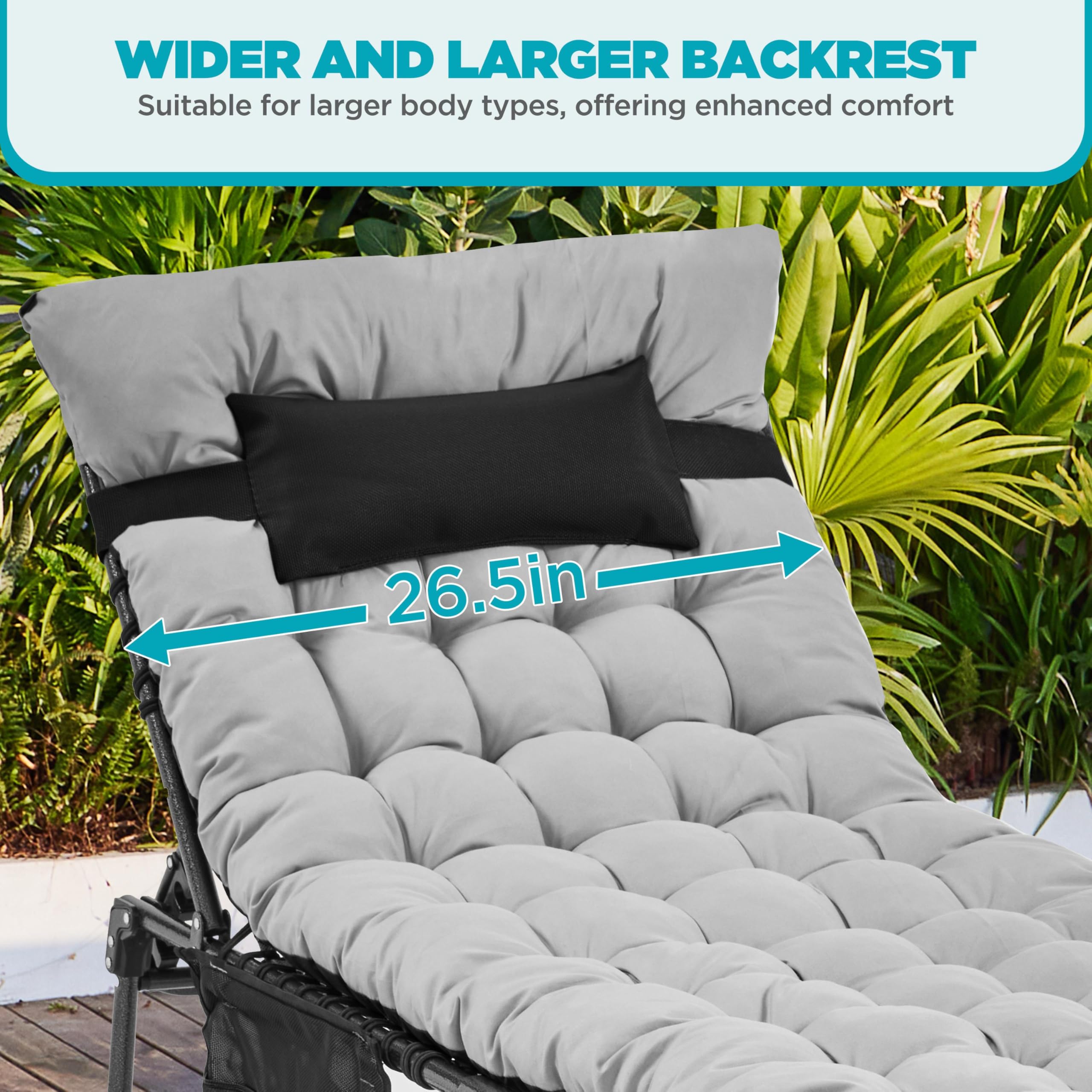 5-Position Folding Tanning Lounge Chair