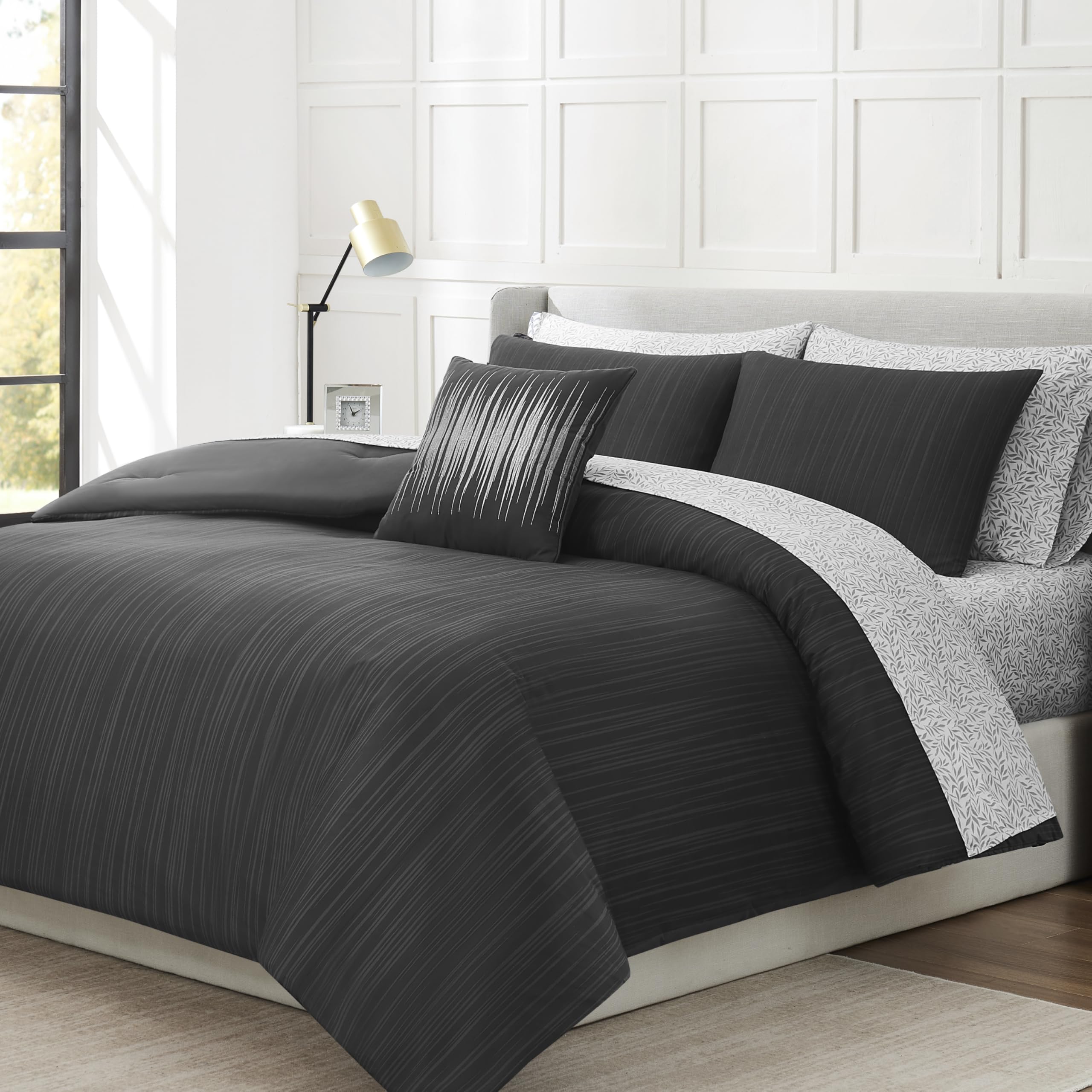Nine West Lena Comforter Set 8-Piece Bed in a Bag, Queen Complete Bedding Set