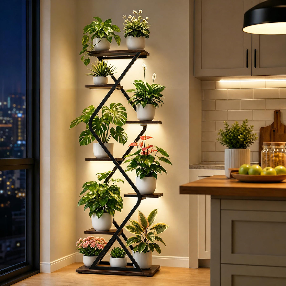 BACEKOLL Plant Stand Indoor with Grow Lights - 62" Tall Corner Plant Shelf