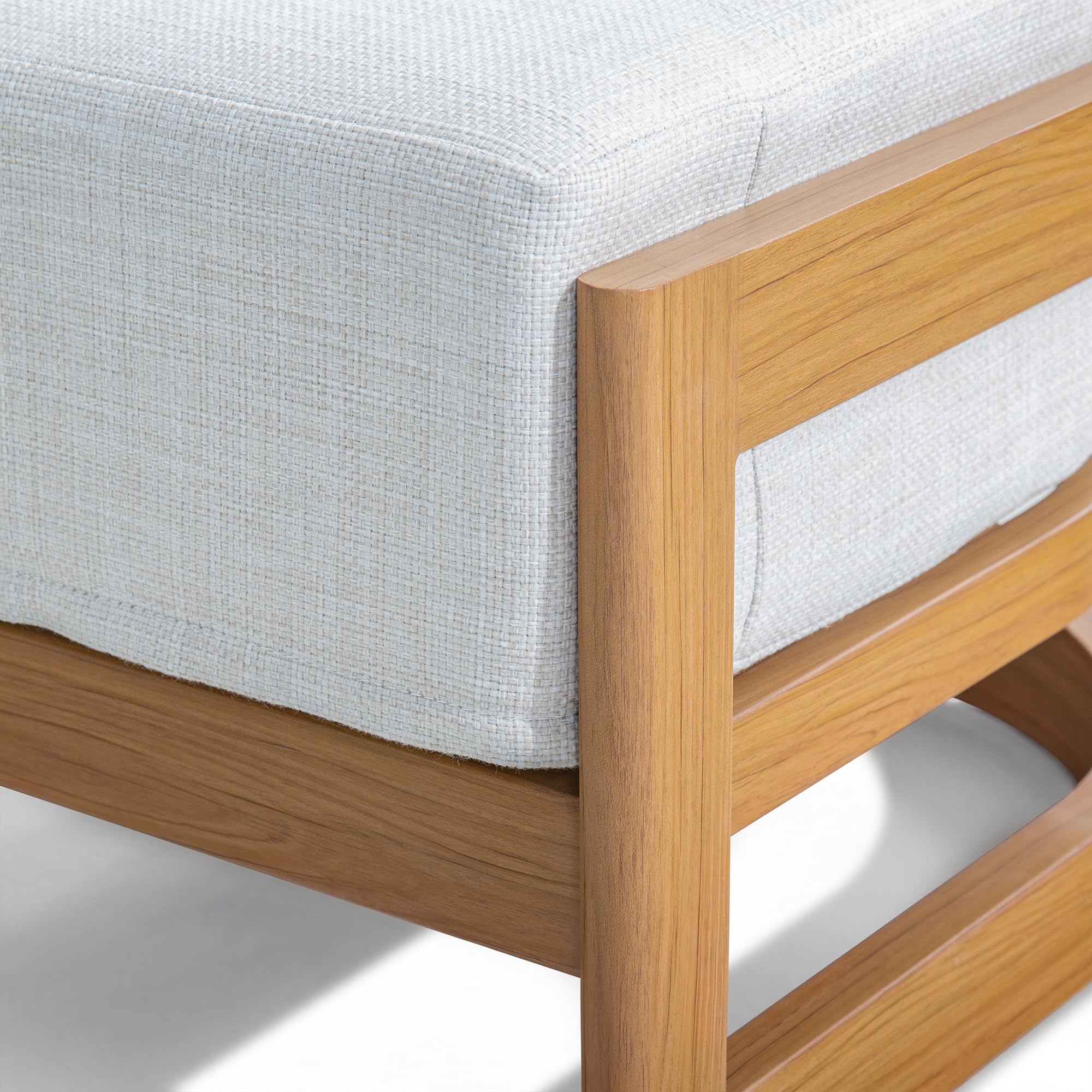 Outdoor Patio Ottoman with Cushion, Teak Finish