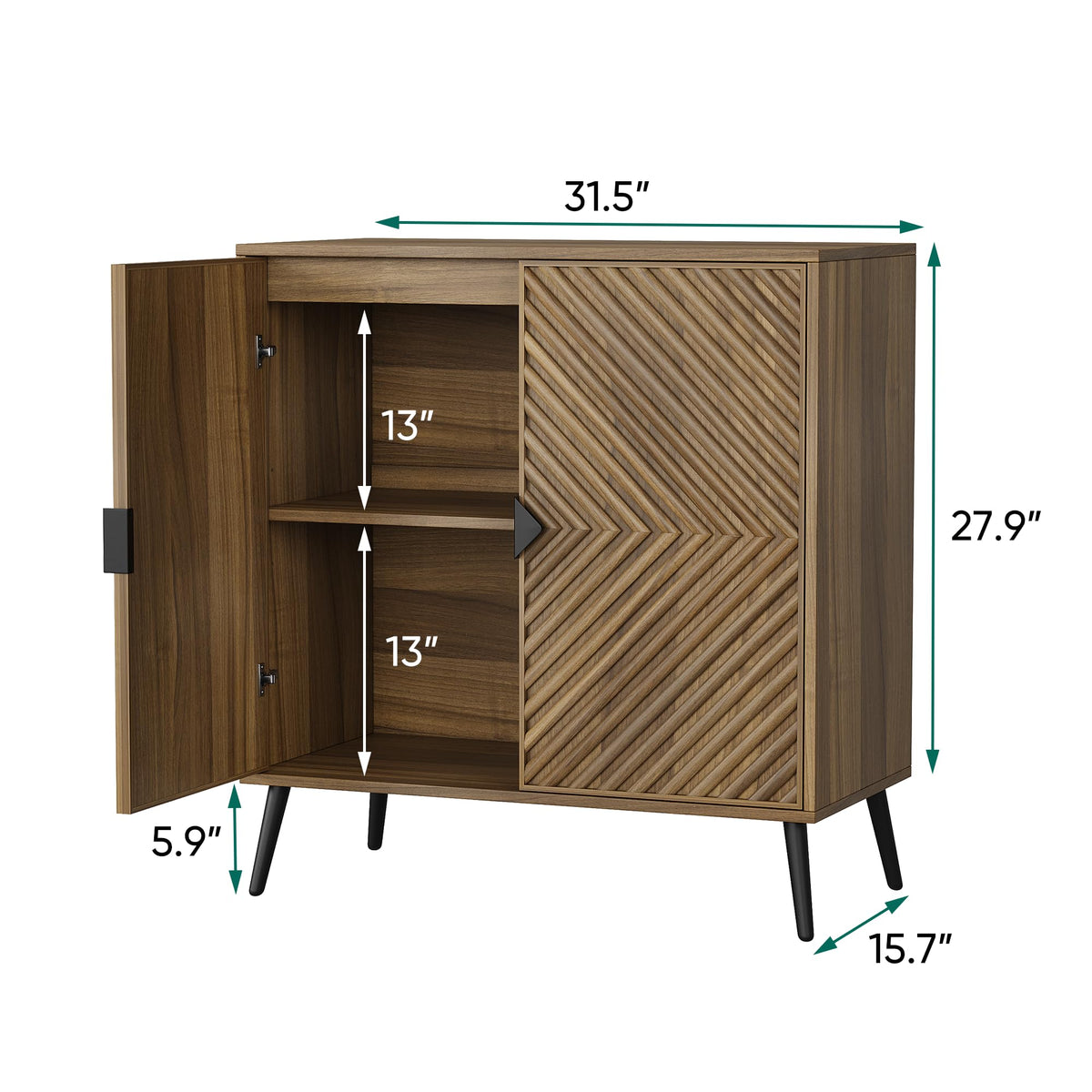 Walnut Sideboard with Adjustable Shelf