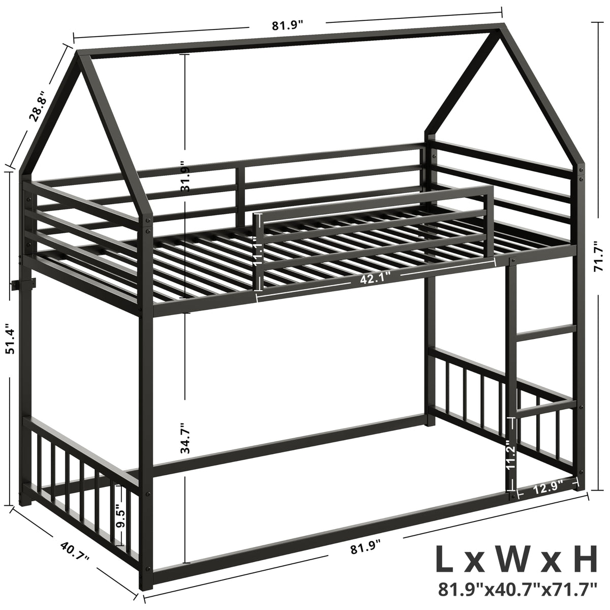 Twin XL House Bunk Bed