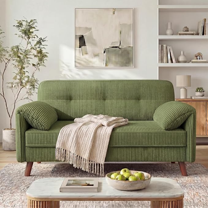Chenille Loveseat with Storage Pockets