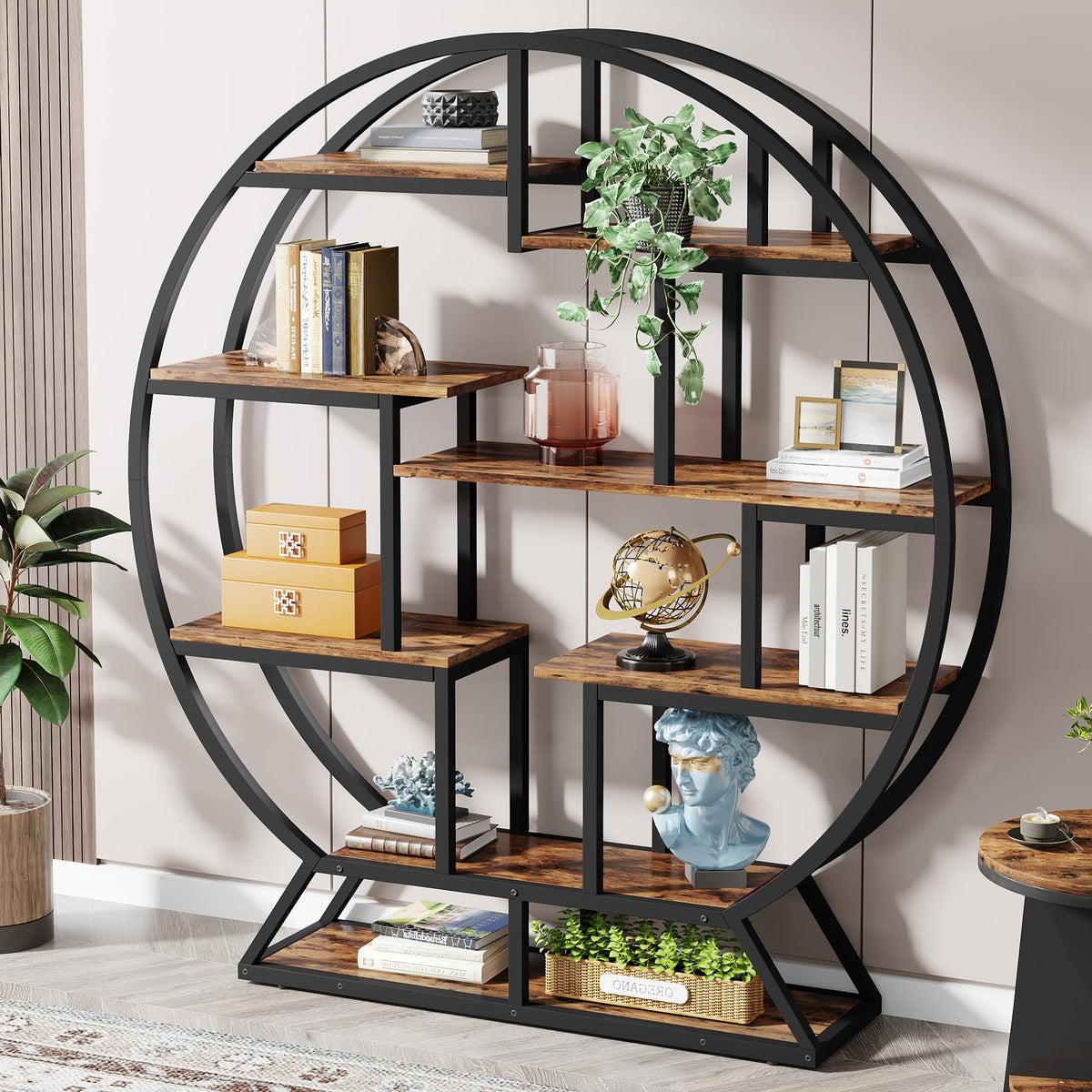 63-Inch Round Etagere Bookshelf
