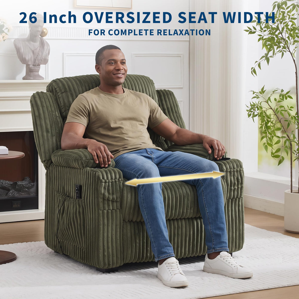 Oversized Corduroy Power Recliner