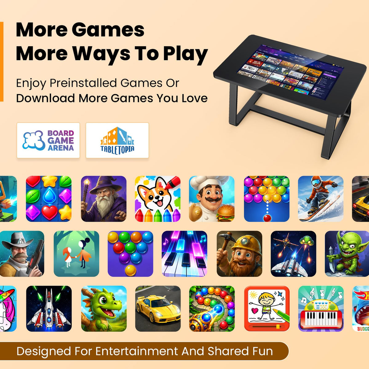 KEVZEZY 32-Inch Game Table, Touchscreen Board Game Table for Entertainment