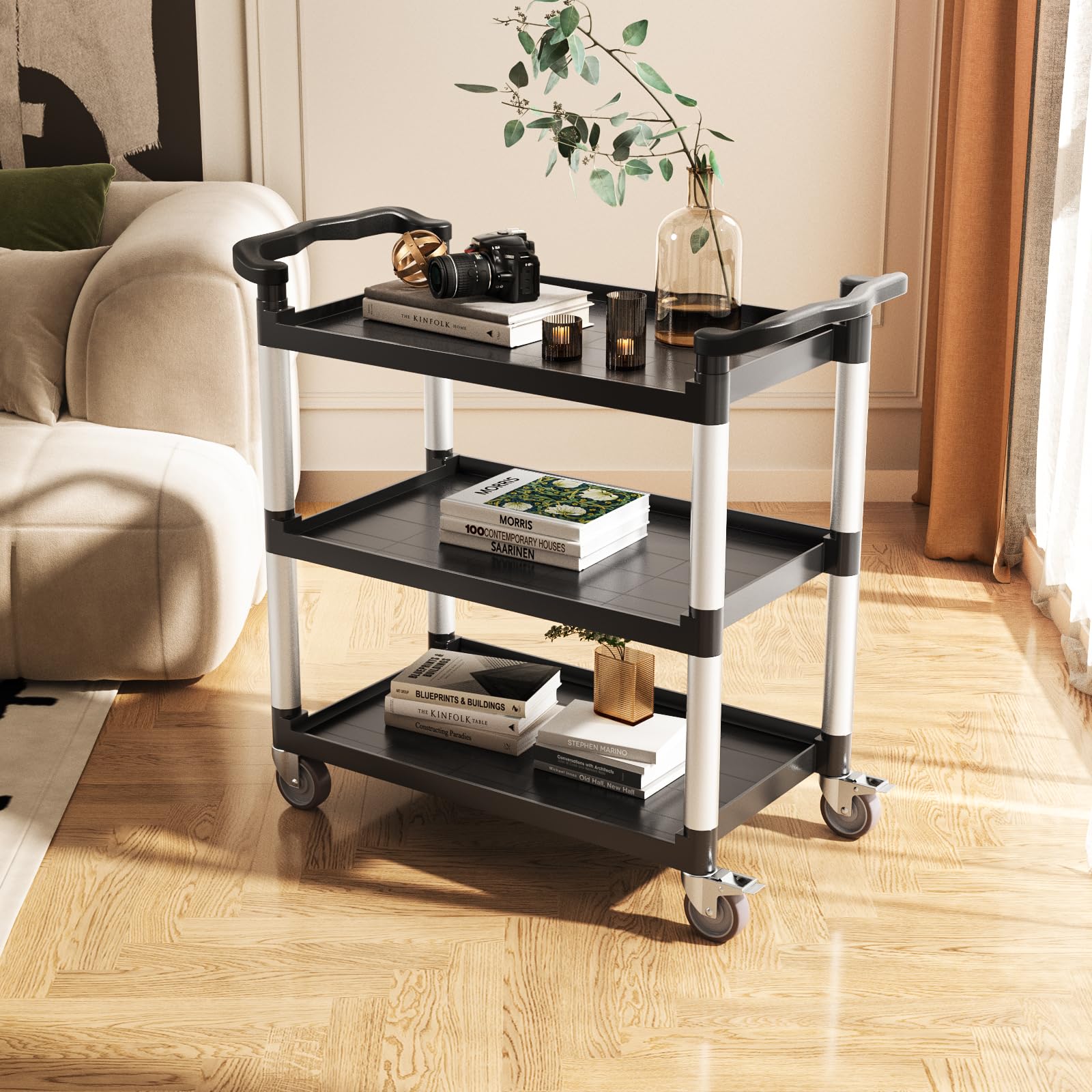 3-Tier Rolling Utility Cart with Swivel Wheels