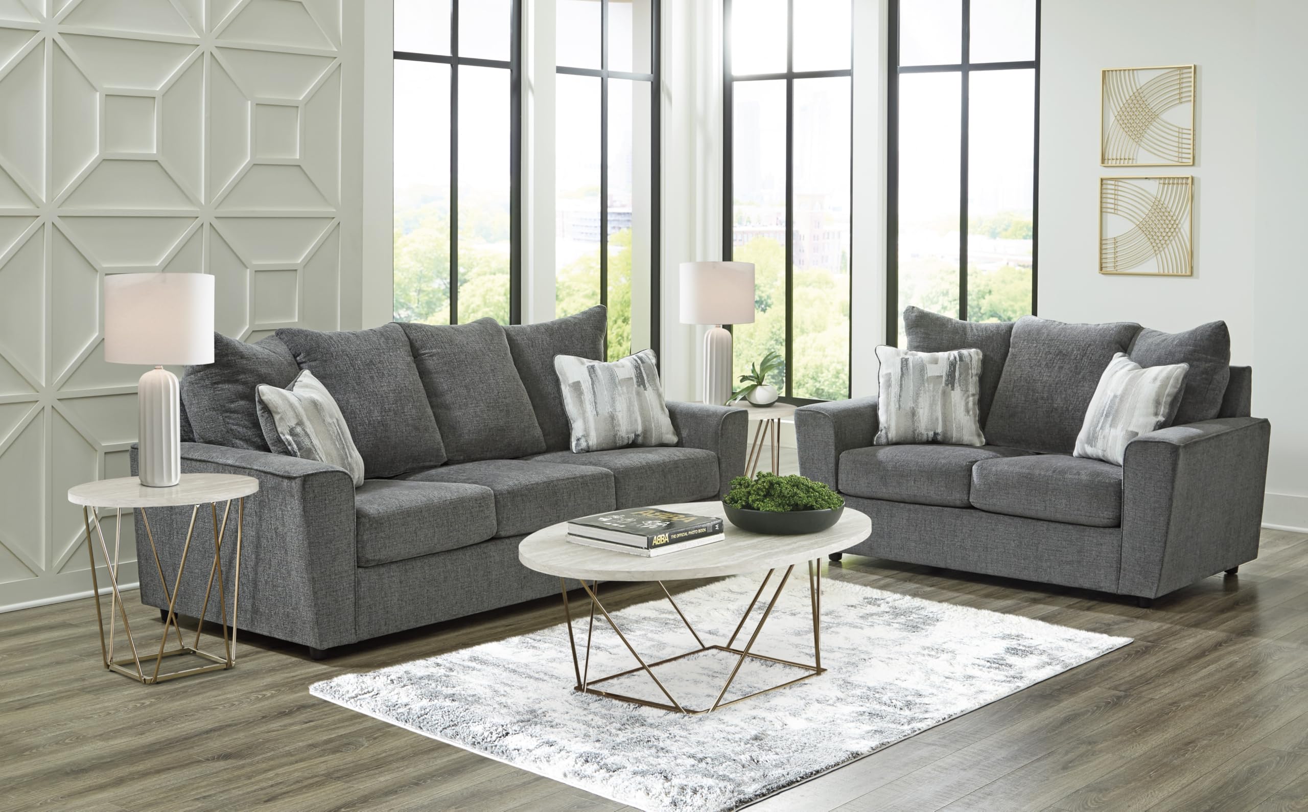 Dark Gray Flared Arm Chenille Sofa