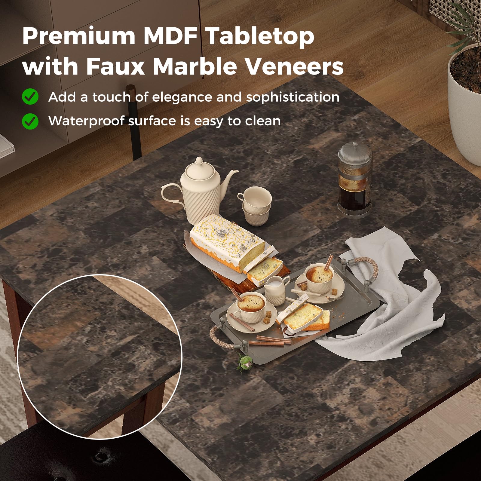 Counter Height Dining Table Set with 4 Bar Stools