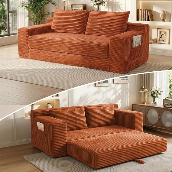 Convertible Sofa Bed Loveseat Sleeper with Memory Foam
