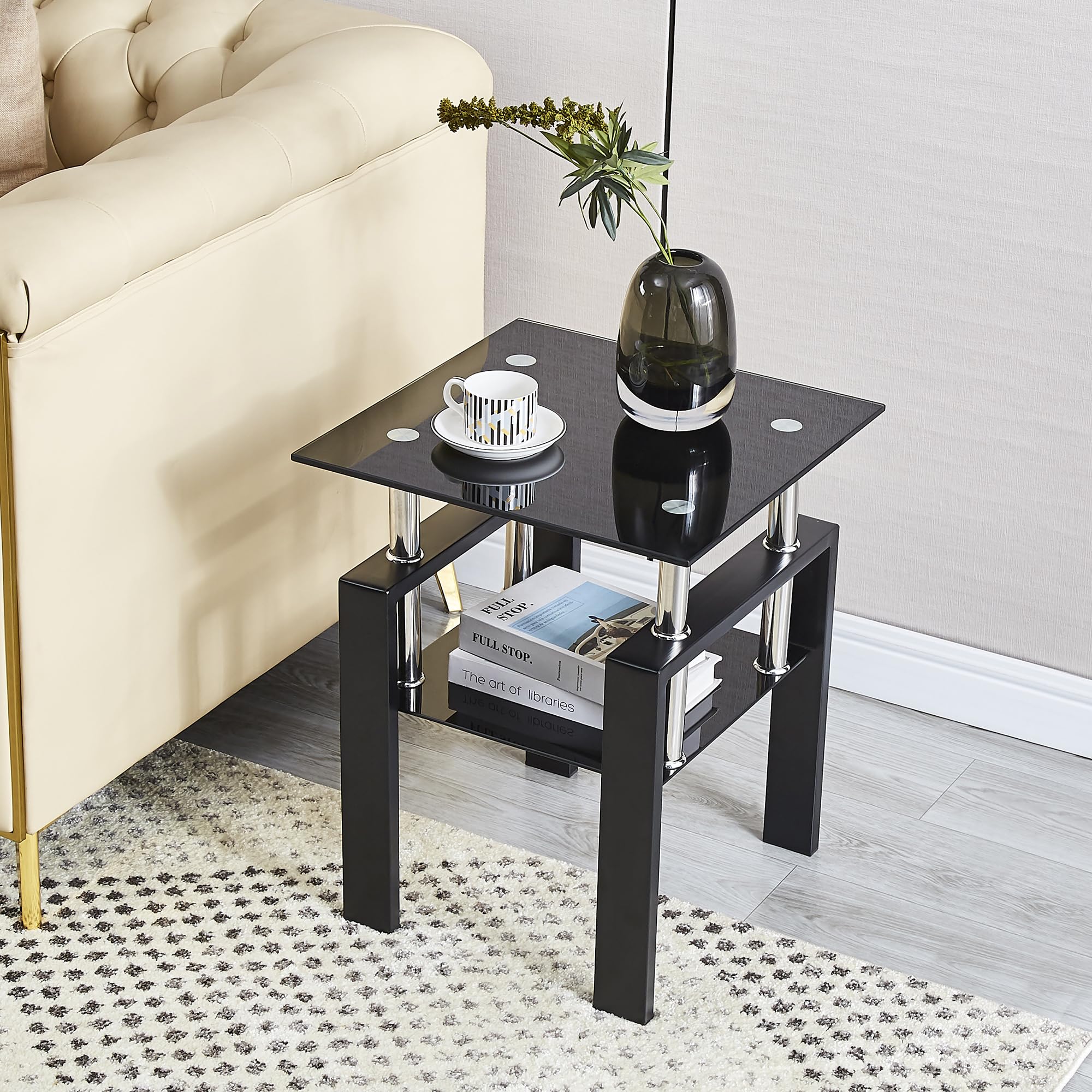 Glass Coffee Table Set of 3 with End Tables