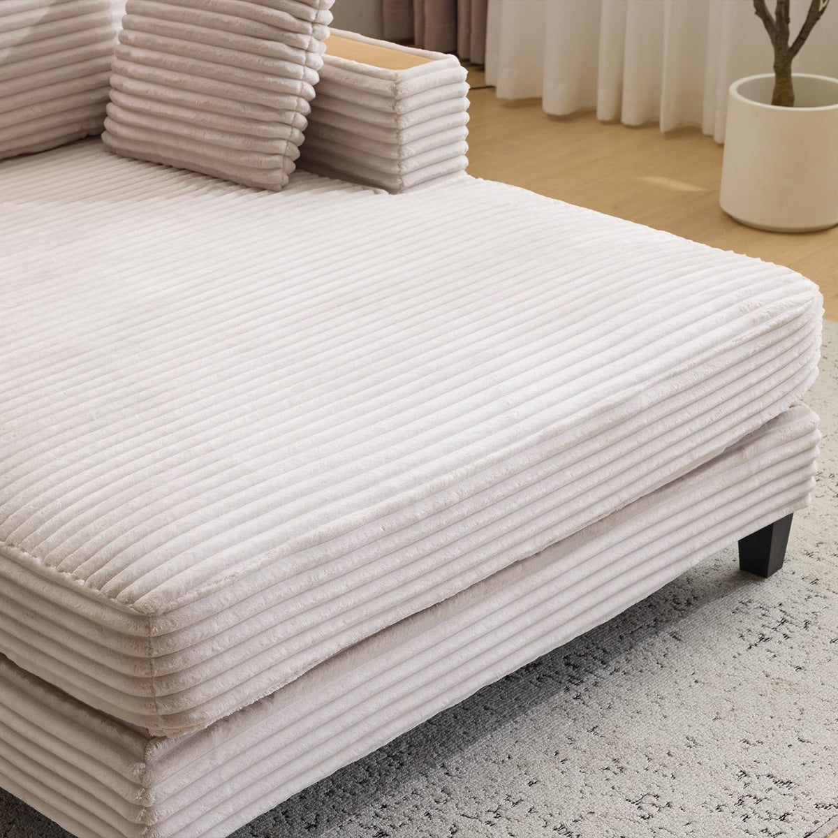Corduroy Chaise Lounge with Reading Light
