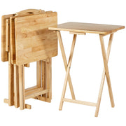 Folding TV Tray Tables with Storage Rack, Set of 4