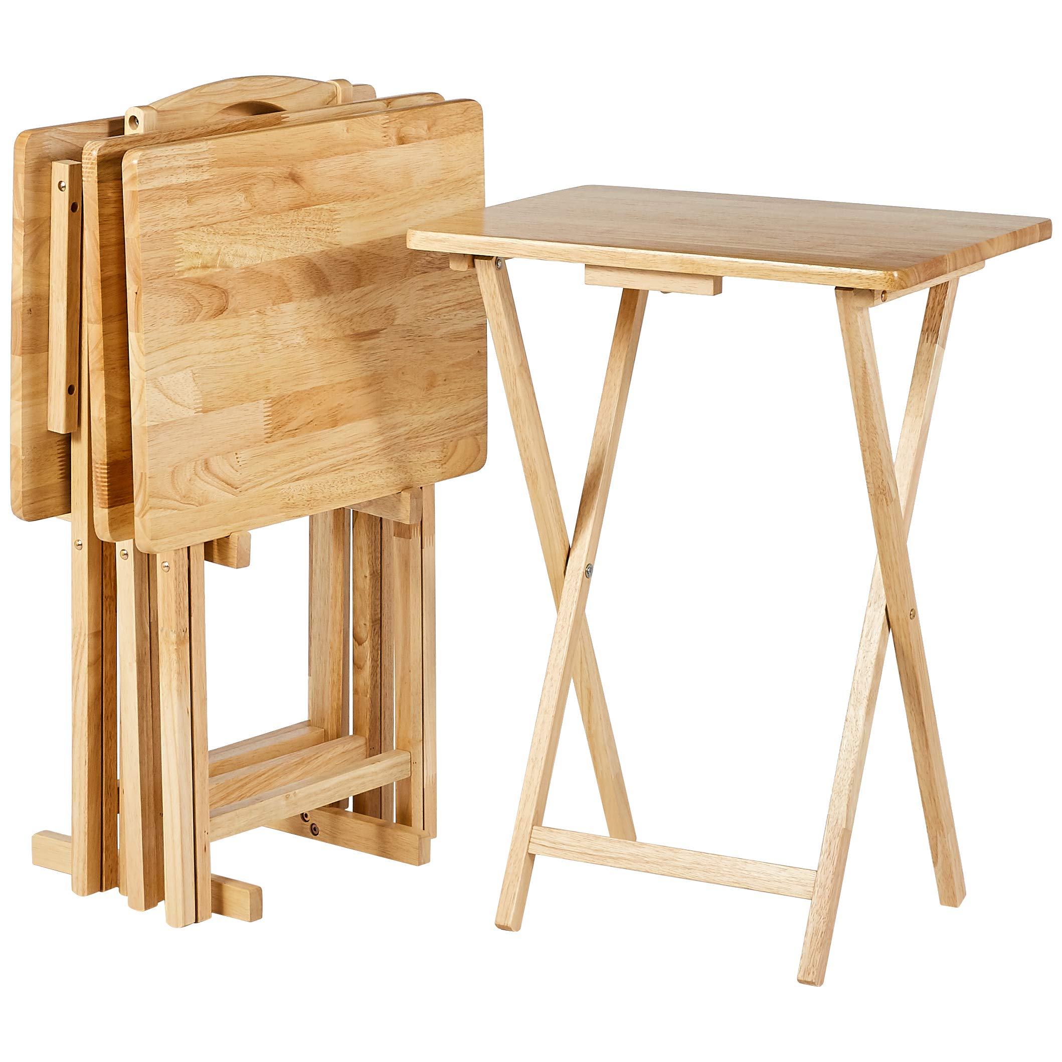Folding TV Tray Tables with Storage Rack, Set of 4